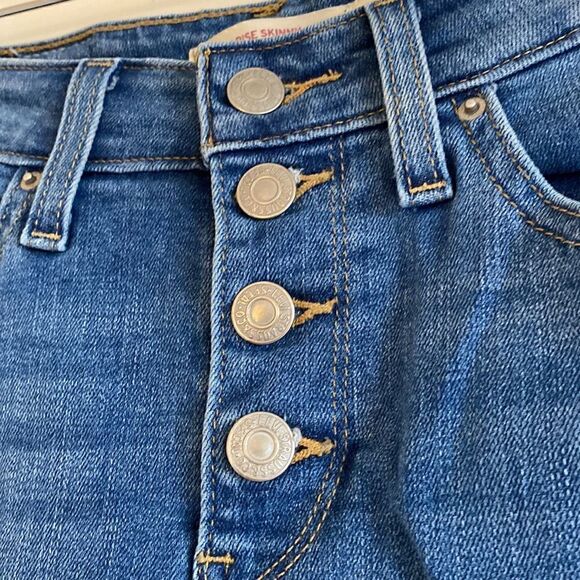 Levi’s High Rise Skinny Slit Crop Jeans Button Fly Jeans Size 25 - Picture 5 of 12